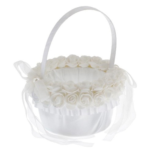 Flower Girl Basket – White , Wedding Basket for Matrimony - Picture 6 of 7