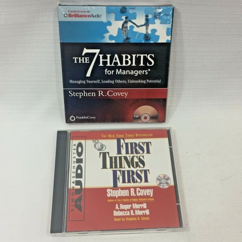  Stephen R. Covey 7 Habits for Managers CD New Sealed + First Things First CD - Afbeelding 1 van 8
