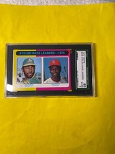 1975 TOPPS STOLEN BASE LEADERS BILL NORTH & LOU BROCK #309 GRADED SGC 80 EX/NM 6