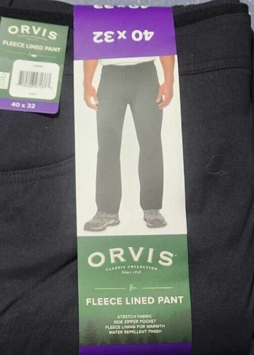 Orvis Men’s Fleece Lined Pant Stretch Fabric Water Resistant Black 40x32 - Picture 3 of 3