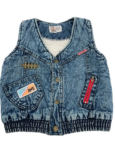 Vintage Kids Rags by Styl-land Denim Jean Vest Sherpa Snap Front - Picture 5 of 14