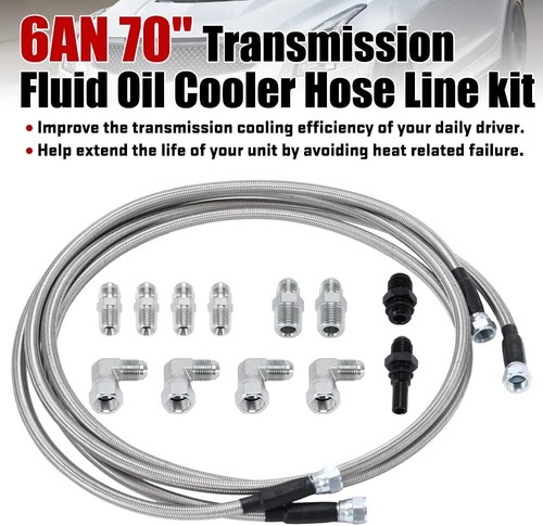 6AN 70" Transmission Cooler Hose Kit Lines for GM Chevy 4L80E TH350 TH400 700R4 - Picture 2 of 11