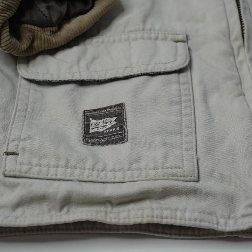 De colección Y2K Antiguo Azul Marino Niños 4T Granero Abrigo Tareas Chaqueta Cuello Pana Beige Tostado Forrado - Imagen 3 de 8