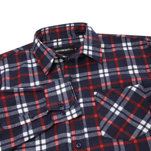 Nuevas camisas informales de franela a cuadros de algodón cepillado manga larga leñador para hombre - Imagen 4 de 19
