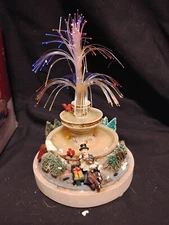 St. Nicholas Square Christmas Village Fiber Optic Fountain Illuminated with Box