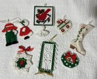 8  Vintage Handmade Plastic Canvas Yarn Ornaments — photo 2