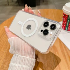 For iPhone 15 14 13 12 11 Pro Max Magsafe Transparent Case Cover Clear Magnetic