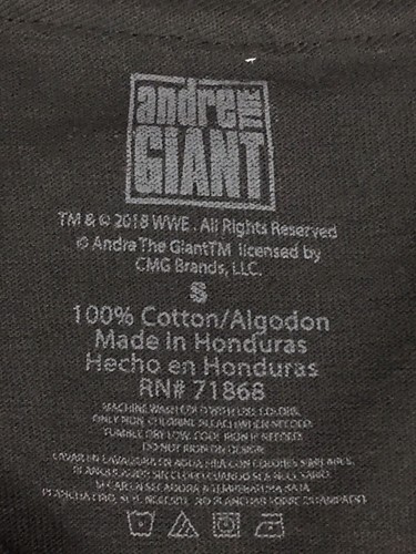 NWT Men's ANDRE THE GIANT Wrestling WWE WWF Black Officially Licensed Tee-Shirt - Bild 5 von 6