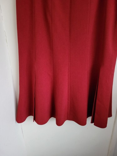 Jacques Vert Skirt Ladies Size 14 Red Cream Midi Lined Pencil Panel - Picture 7 of 13