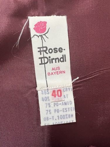 Vintage Rose Dirndl Aus Bayern Velvet Lace Dress Purple Merlot Embroidery Sz.40 - Picture 9 of 22