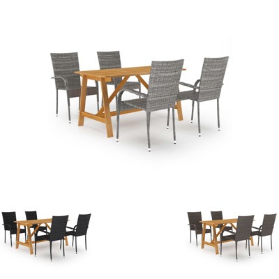 Garden Dining Set 5 Piece Outdoor Table Chair Furniture Multi Colours vidaXL - Picture 1 of 24