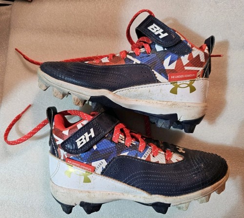 Under Armour Boys Bryce Harper LE Multicolor Baseball Cleats Size 1Y Used - Picture 2 of 8