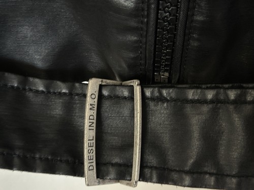 Giacca DIESEL donna nera moto biker full zip cropped taglia S foderata calda - Foto 7 di 14