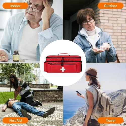 Borsa Medicina da Viaggio Vuota Porta Medicine Pillole Bottiglia Organizzatore Farmaci - Foto 8 di 13