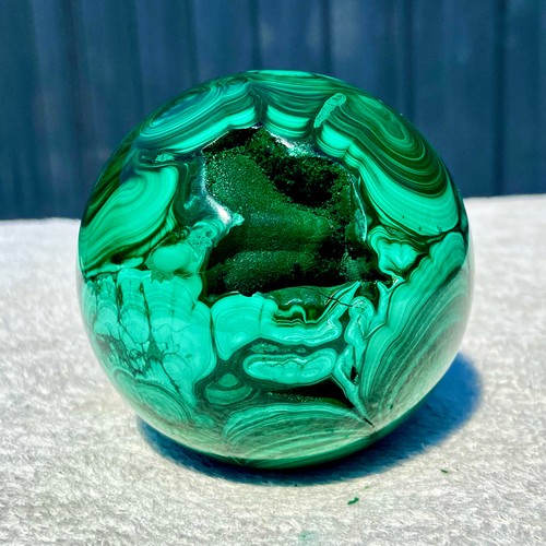 2.6LB   Rare Natural Malachite Quartz Hand Carved Sphere Crystal Healing