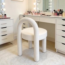 Makeup Vanity Chair with Back, Modern Vanity Stools, Desk Chair No Wheels, Small