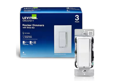 Leviton Decora 600W Single-Pole/3-Way Universal Rocker Slide Dimmer White 3-Pack