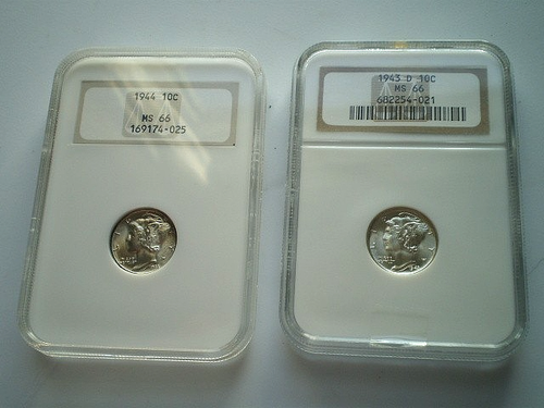 Mercury Dimes 1943-D & 1944 both are MS 66 graded by NGC (2-4-1 price)