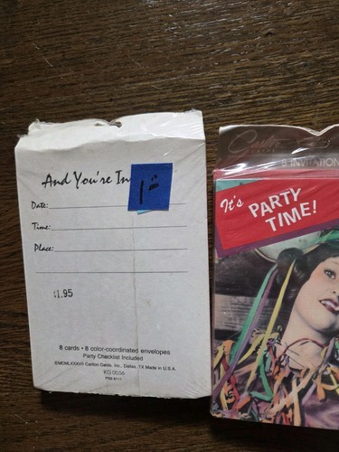 Vintage 80’s Party invitations “It's Party Time!" Brand New Sealed- 2 Pack Of 8 - Picture 4 of 4