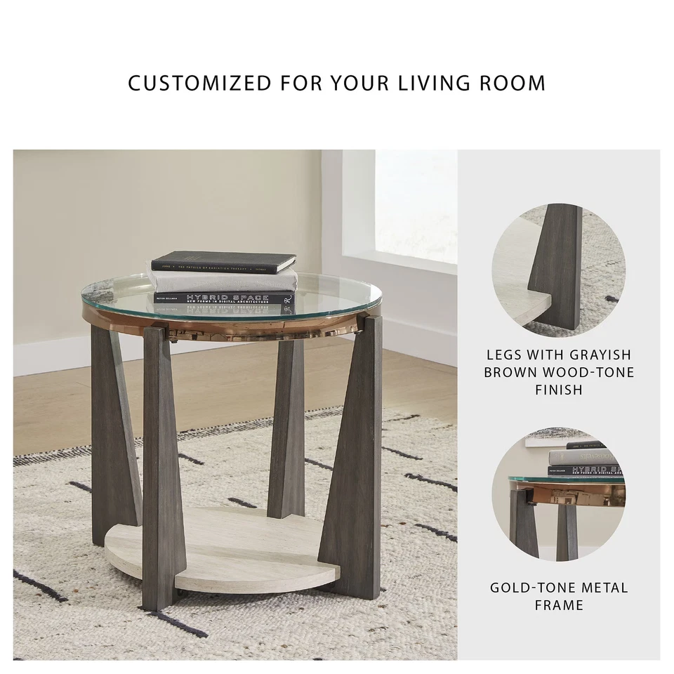 Mesa auxiliar Signature Design by Ashley Frazwa, marrón grisáceo Foto 3 de 4