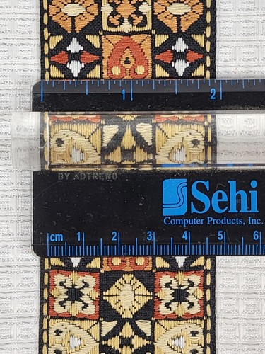 2 Yds Vintage neu aus altem Lagerbestand Jacquard Bobby Lee Woodstock hellbraun gewebte Borte/Band/Gitarrengurt - Bild 2 von 5