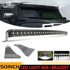For 06-10 Hummer H3 Upper Roof Windshield Slim Curved 50" LED Light Bar Wire Kit