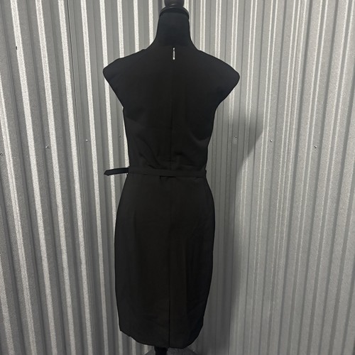 Vestido Lauren Ralph Lauren Mujer 2 Negro Funda con Cinturón Cuello en V Midi Carrera Oficina - Imagen 5 de 13