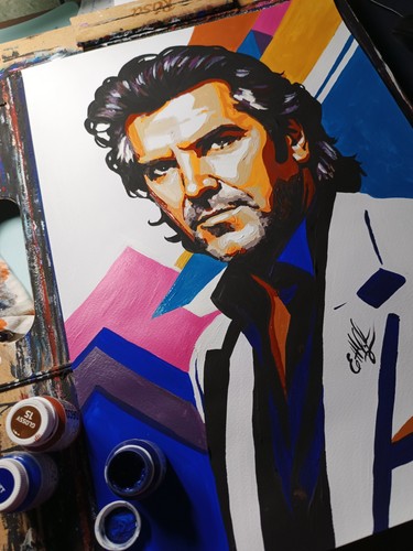 poster portrait of Thomas Anders, modern talking, paper, acrylic, handmade - Picture 3 of 3