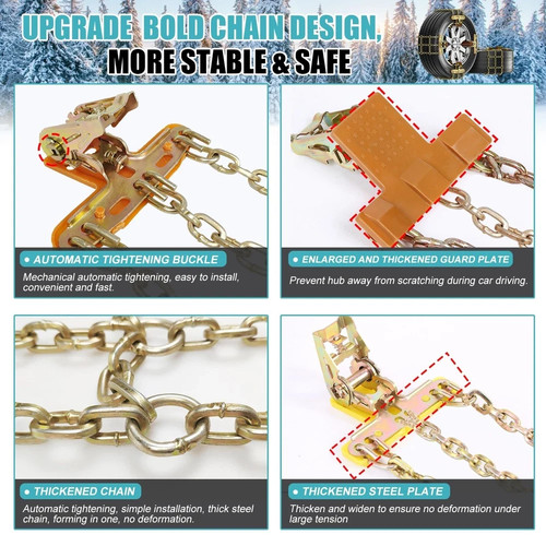8 Packungen Schneeketten für Autos, rutschfeste Reifen Metallketten für Winter Notfall - Bild 5 von 6