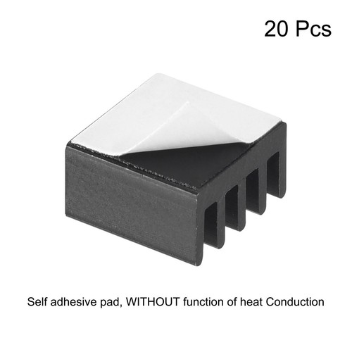 9x9x5mm Black Sticky Aluminum Heatsink Electronics Cooler for IC,MOS 20 Pcs - Afbeelding 2 van 4