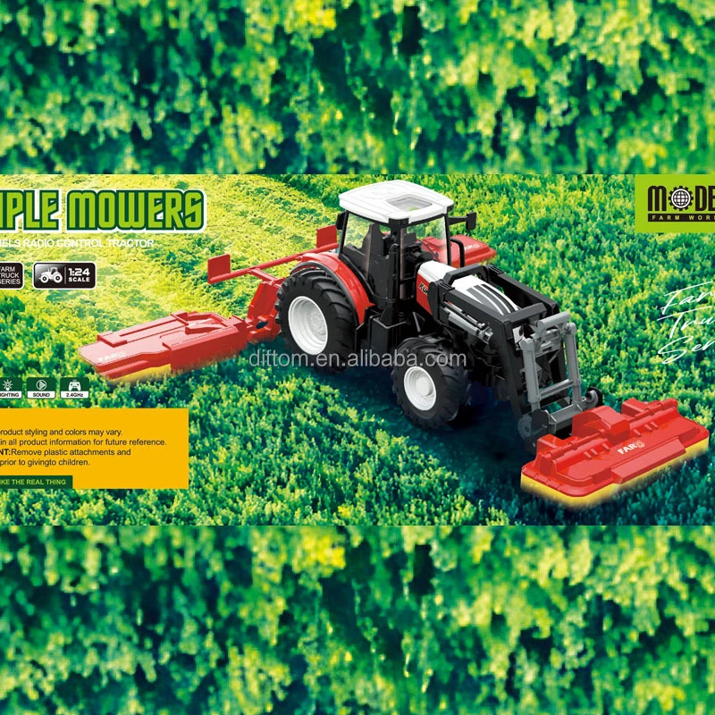 Tractor de radiocontrol 1/24 con cortacésped agricultor - tractor agrícola de 6 canales con luces Foto 3 de 4