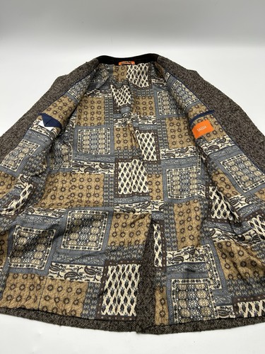 Tallia Mens Wool Blend Overcoats Contrast Velvet Top Collar Size SMALL Brown - Picture 9 of 11