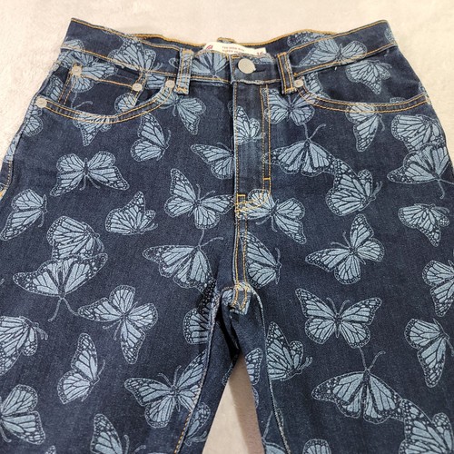 Levis 720 Jeans Girls 16 Blue Butterfly Print High Rise Super Skinny Adjustable - Picture 9 of 18