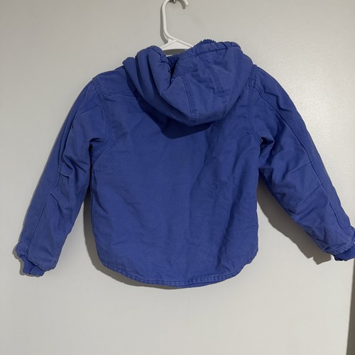 Carhartt Girls Size XS 6 Purple Canvas Sherpa Insulated Hooded Coat Barn Jacket - Picture 2 of 2