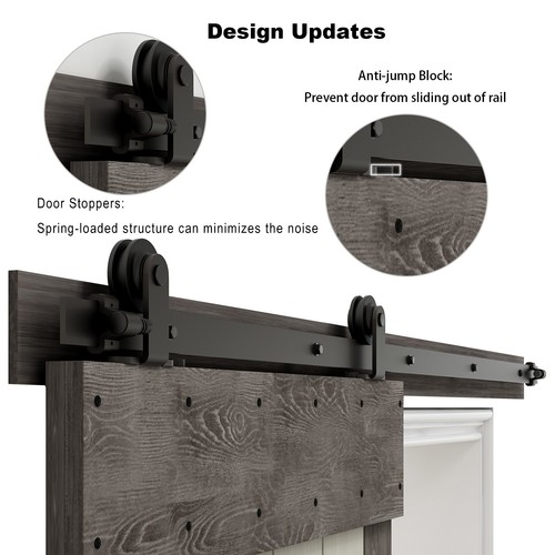 Kit de herrajes para puertas correderas de granero CCJH 7 PIES 7,5 PIES para puertas individuales y dobles negro - Imagen 15 de 24