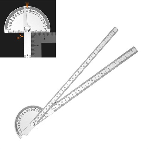 Adjustable Stainless Steel Angle Protractor Two Arms 2in1 Measuring Tool 30cm - Picture 2 of 8