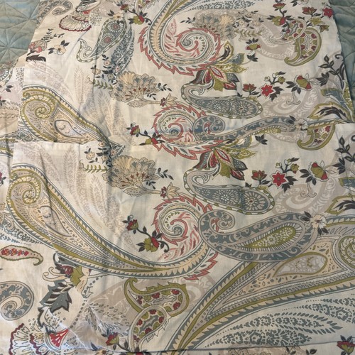 2 RALPH LAUREN PAISLEY STANDARD PILLOW SHAMS IVORY BLUE CORAL TAN - Picture 7 of 7