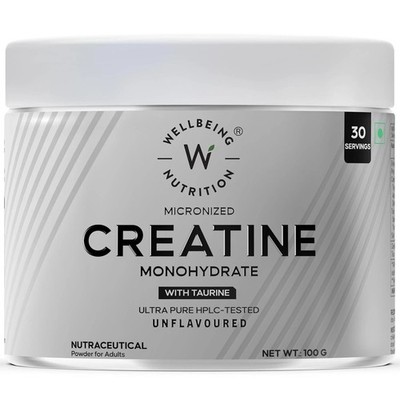 Wellbeing Nutrition Creatine Monohydrate Pure Micronised Powder Unflavoured 100g