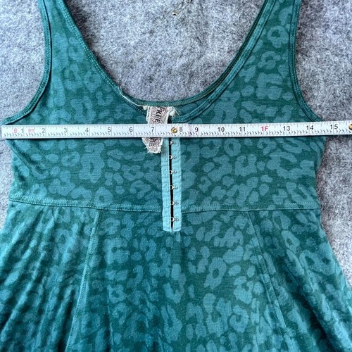 Free People Dress Womens Medium Teal Leopard Babydoll Twirl Y2K Comfortable - Picture 6 of 7
