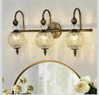 Vintage Bathroom Lights Fixtures Gold Vanity Light with Glass Globe LampShade 3