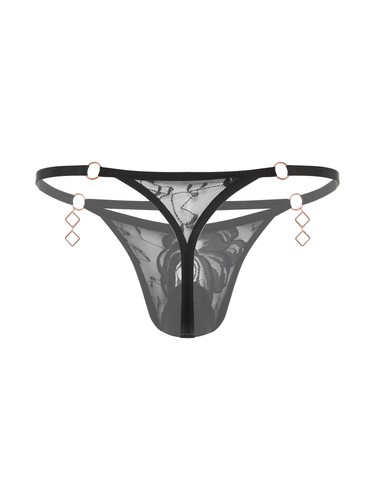 Mens Panties Naughty Nightwear See-Through Briefs Floral Lace T Knickers Sissy - Picture 12 of 66