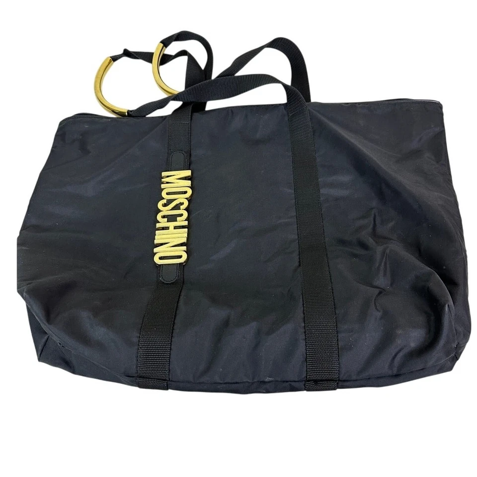 Bolso de hombro Moschino vintage de tela techno negro para mujer hecho en Italia Foto 3 de 4