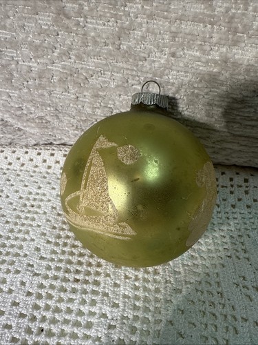 Plantilla grande SHINY BRITE de colección verde oro vidrio mercurio adorno de Navidad raro - Imagen 4 de 16
