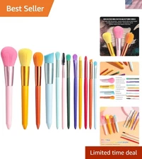 Children Makeup Brushes Colorful 12 Pcs Makeup Brush Set Foudation Concealer Blu