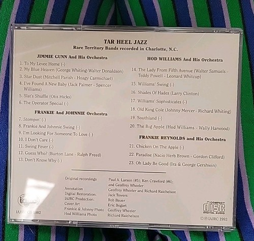 Tar Heel Jazz Territory Bands 1936-37 CD Charlotte North Carolina Tarheel CD - Picture 2 of 4