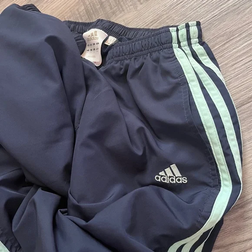 Adidas Track Pant medium navy blue mint stripe 3 stripe mesh lined veg - Picture 10 of 10