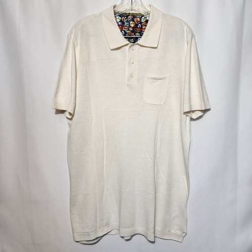 Robert Graham Men's Sz M Pullover Classic Fit 1/4 Polo Knit Shirt Linen/Cotton