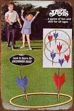 Vintage 1969 Jarts Lawn Darts Game 8x12" Aluminum Metal Sign Bar Cafe Club