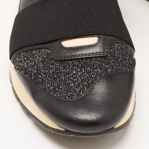 Balenciaga Black Knit Fabric and Leather Race Runner Low Top Sneakers Size 38 - 第 8/9 張圖片