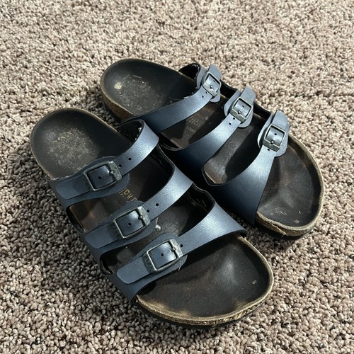 Birkenstock Florida Shoes Womens Size 7 38 Triple Strap Leather Sandals Comfort
